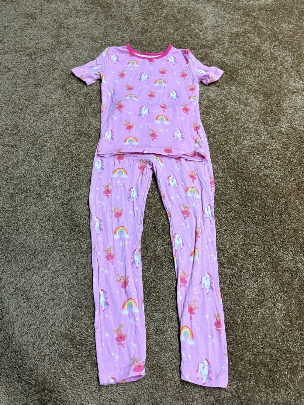 Free Birdees Bamboo Pink Unicorn & Rainbow Pajama Set
